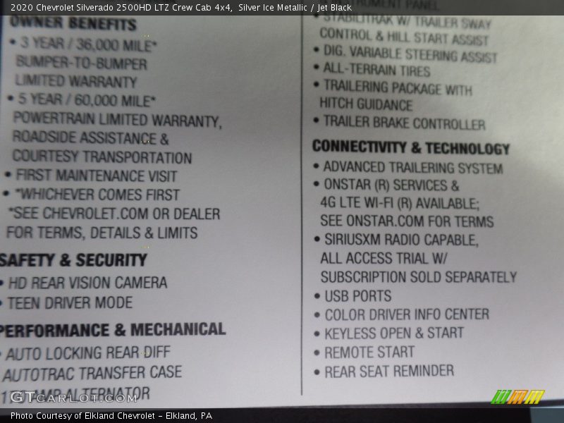Silver Ice Metallic / Jet Black 2020 Chevrolet Silverado 2500HD LTZ Crew Cab 4x4