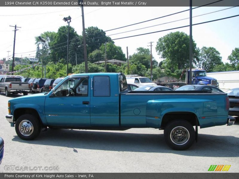 Bright Teal Metallic / Gray 1994 Chevrolet C/K K3500 Extended Cab 4x4 Dually