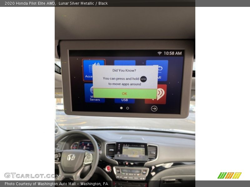 Lunar Silver Metallic / Black 2020 Honda Pilot Elite AWD