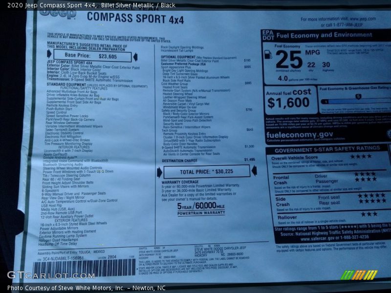 Billet Silver Metallic / Black 2020 Jeep Compass Sport 4x4