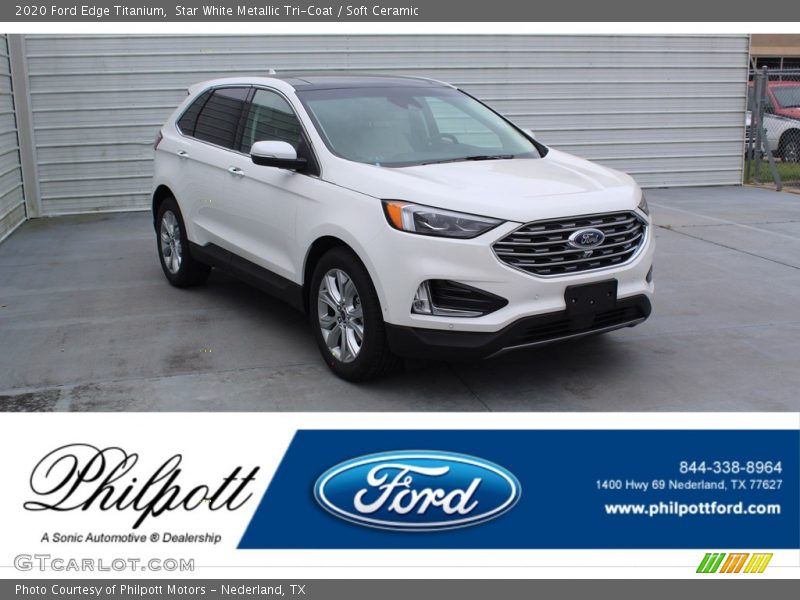 Star White Metallic Tri-Coat / Soft Ceramic 2020 Ford Edge Titanium