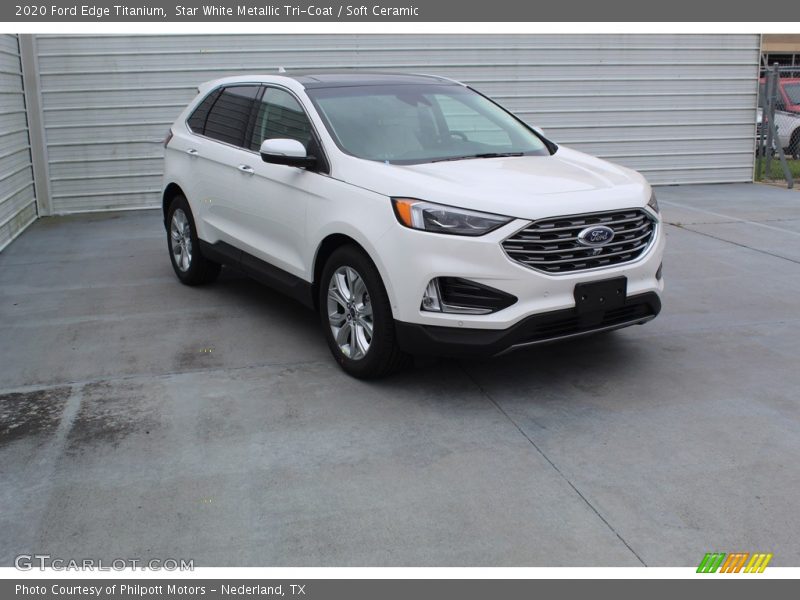 Star White Metallic Tri-Coat / Soft Ceramic 2020 Ford Edge Titanium