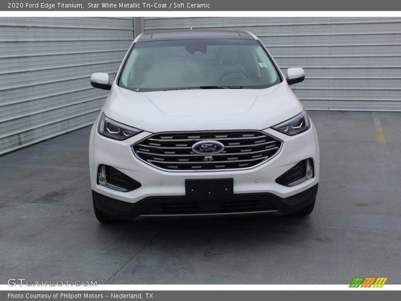 Star White Metallic Tri-Coat / Soft Ceramic 2020 Ford Edge Titanium