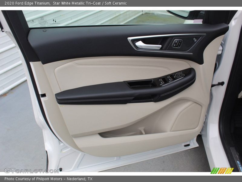 Star White Metallic Tri-Coat / Soft Ceramic 2020 Ford Edge Titanium
