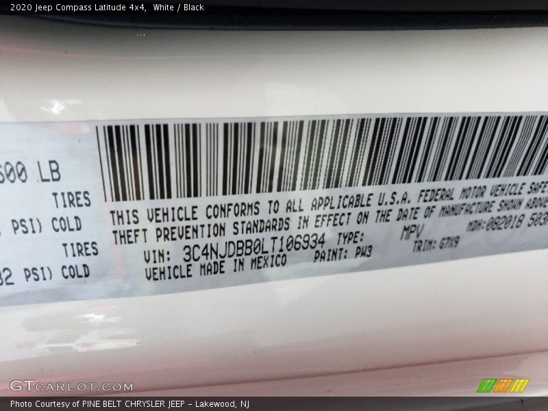White / Black 2020 Jeep Compass Latitude 4x4