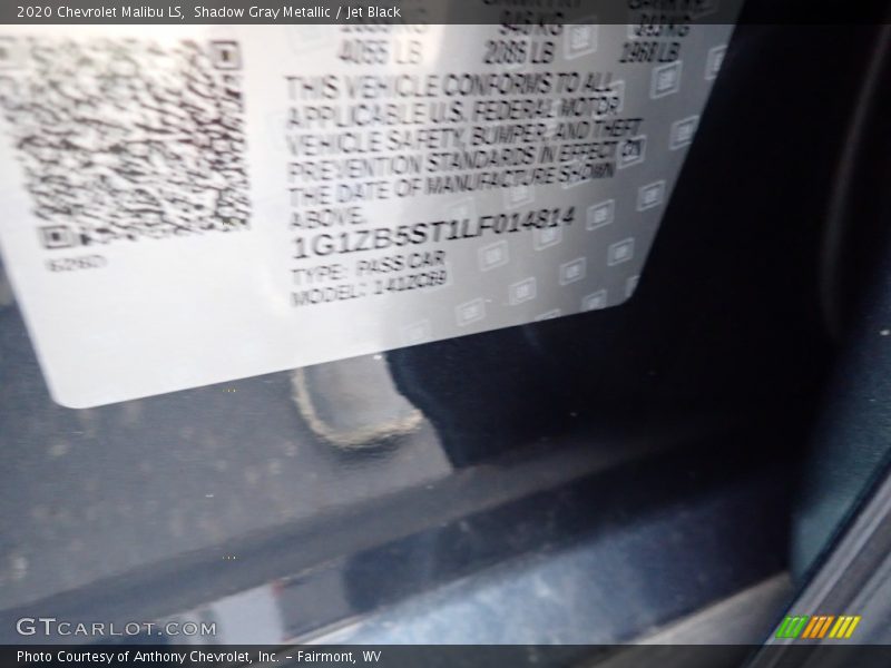 Shadow Gray Metallic / Jet Black 2020 Chevrolet Malibu LS
