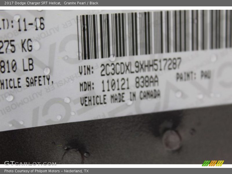 Granite Pearl / Black 2017 Dodge Charger SRT Hellcat