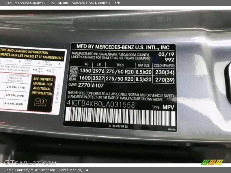 Selenite Grey Metallic / Black 2020 Mercedes-Benz GLE 350 4Matic