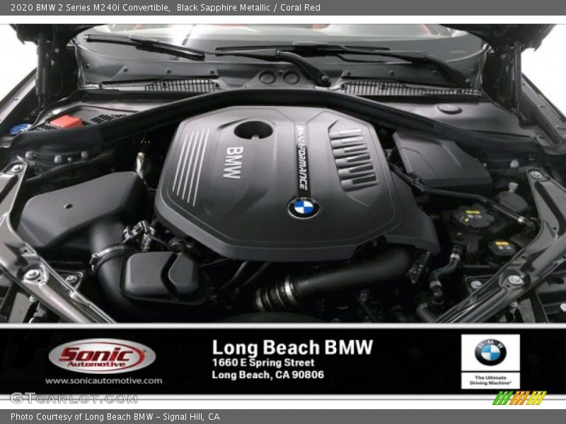 Black Sapphire Metallic / Coral Red 2020 BMW 2 Series M240i Convertible