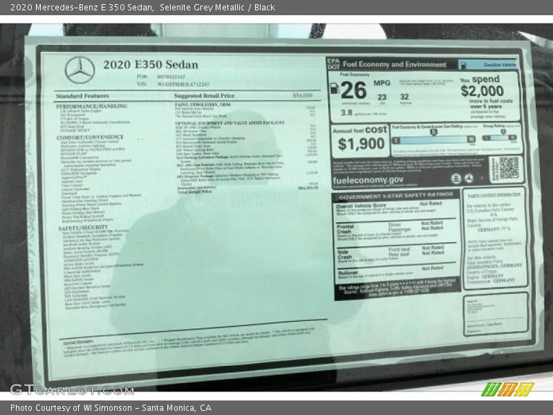 Selenite Grey Metallic / Black 2020 Mercedes-Benz E 350 Sedan