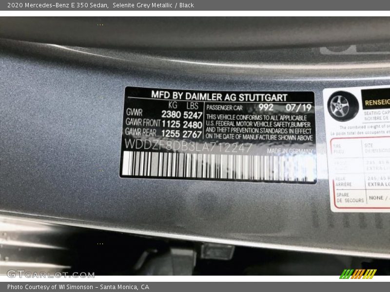 Selenite Grey Metallic / Black 2020 Mercedes-Benz E 350 Sedan