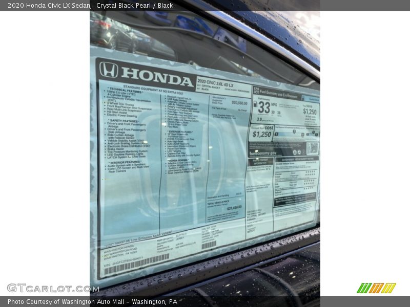 Crystal Black Pearl / Black 2020 Honda Civic LX Sedan