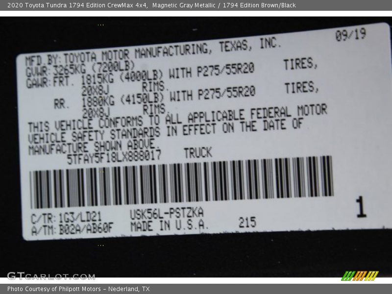 Magnetic Gray Metallic / 1794 Edition Brown/Black 2020 Toyota Tundra 1794 Edition CrewMax 4x4