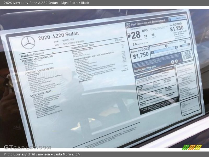 Night Black / Black 2020 Mercedes-Benz A 220 Sedan