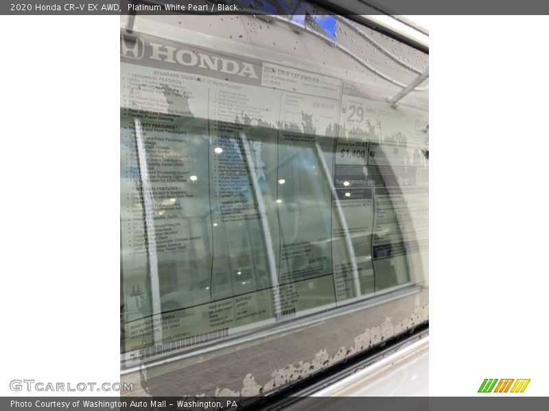 Platinum White Pearl / Black 2020 Honda CR-V EX AWD