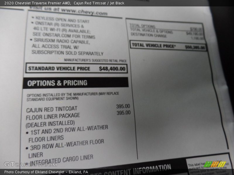 Cajun Red Tintcoat / Jet Black 2020 Chevrolet Traverse Premier AWD