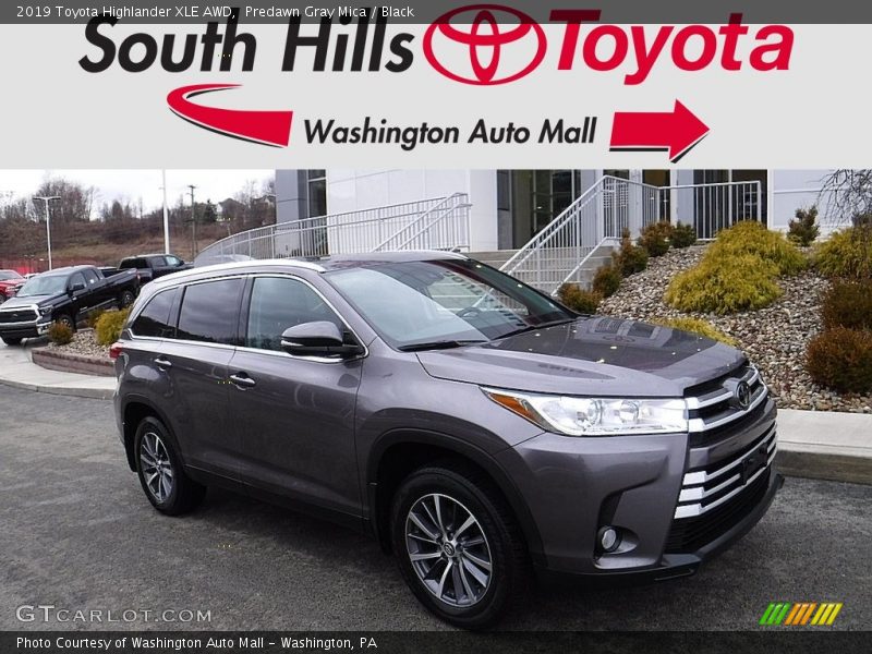 Predawn Gray Mica / Black 2019 Toyota Highlander XLE AWD