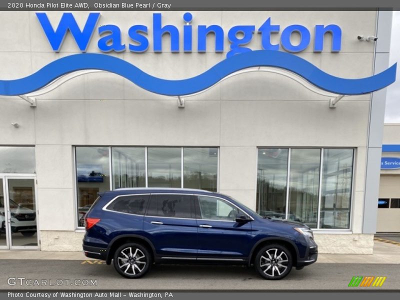 Obsidian Blue Pearl / Gray 2020 Honda Pilot Elite AWD