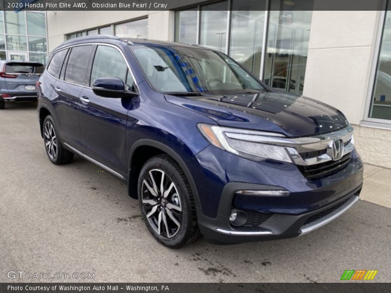 Obsidian Blue Pearl / Gray 2020 Honda Pilot Elite AWD