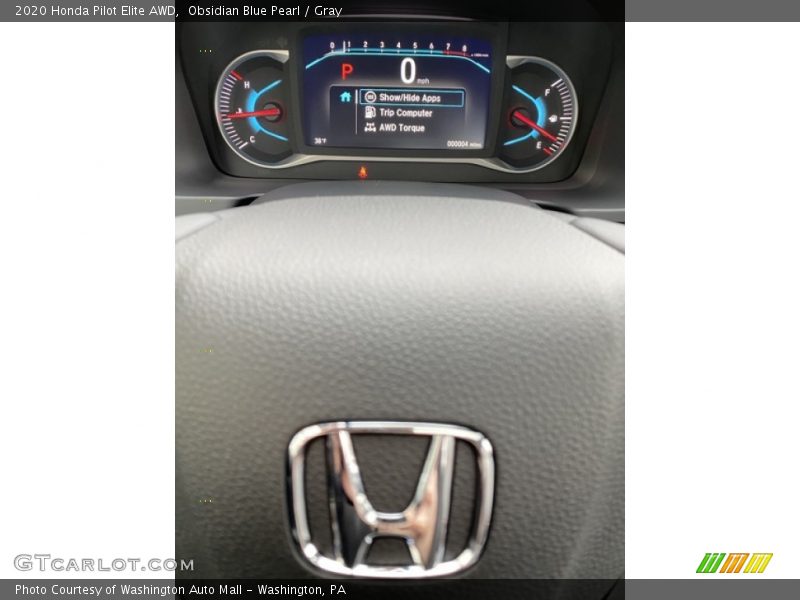 Obsidian Blue Pearl / Gray 2020 Honda Pilot Elite AWD