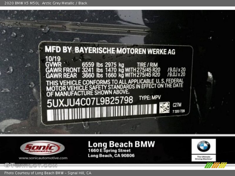 Arctic Grey Metallic / Black 2020 BMW X5 M50i