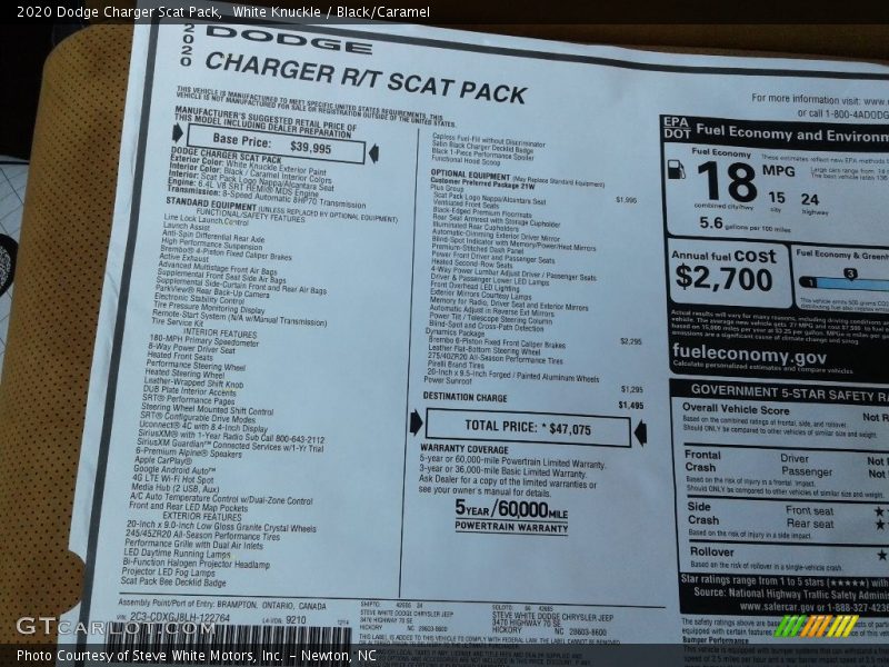  2020 Charger Scat Pack Window Sticker