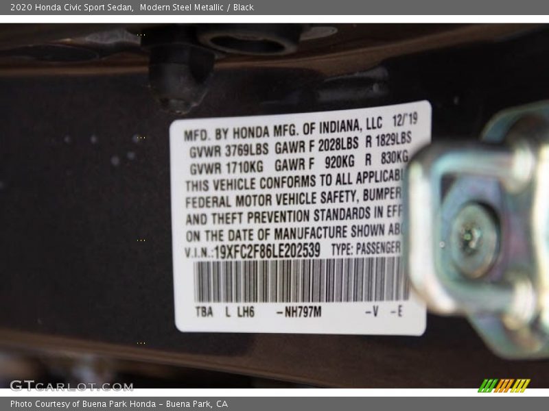 Modern Steel Metallic / Black 2020 Honda Civic Sport Sedan
