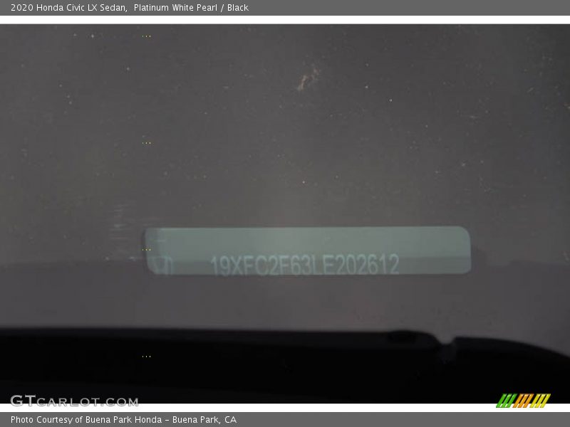 Platinum White Pearl / Black 2020 Honda Civic LX Sedan
