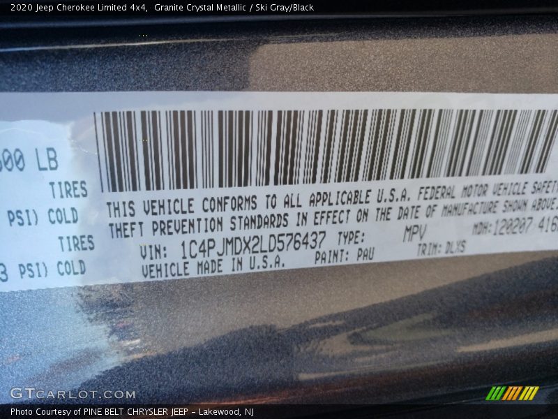 Granite Crystal Metallic / Ski Gray/Black 2020 Jeep Cherokee Limited 4x4