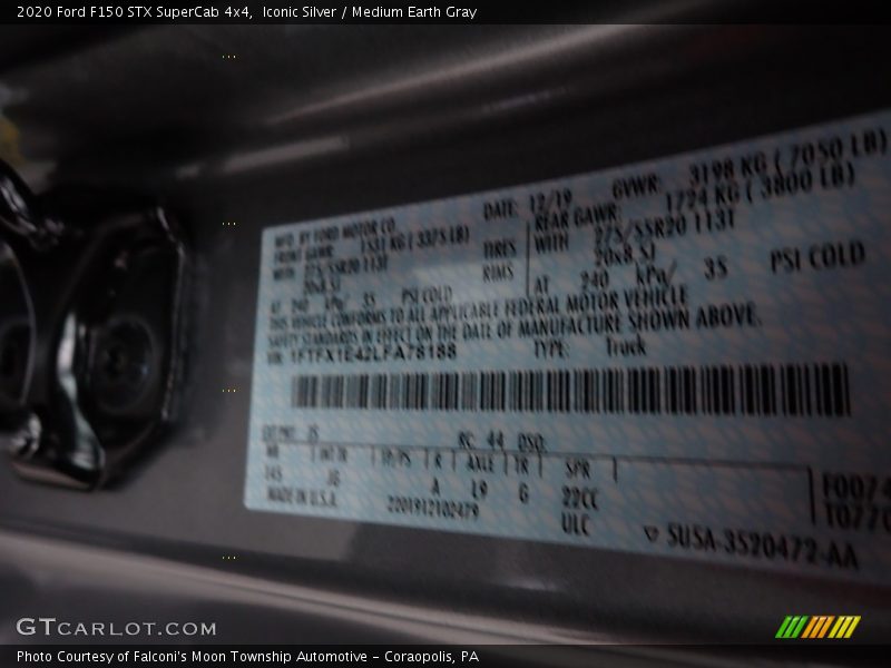 Iconic Silver / Medium Earth Gray 2020 Ford F150 STX SuperCab 4x4