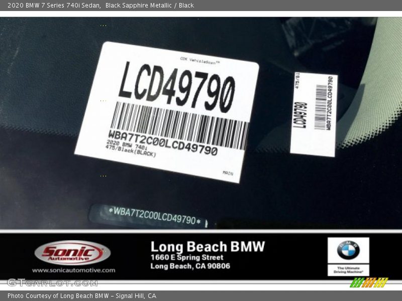 Black Sapphire Metallic / Black 2020 BMW 7 Series 740i Sedan