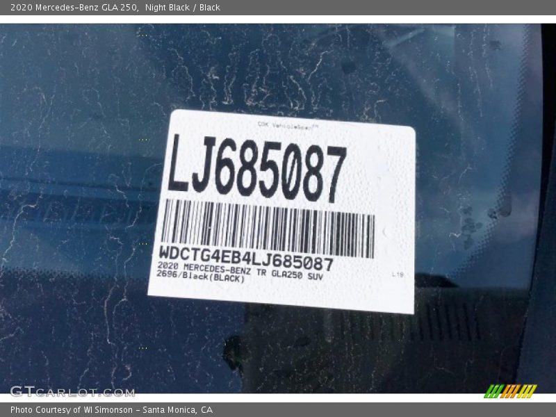 Night Black / Black 2020 Mercedes-Benz GLA 250