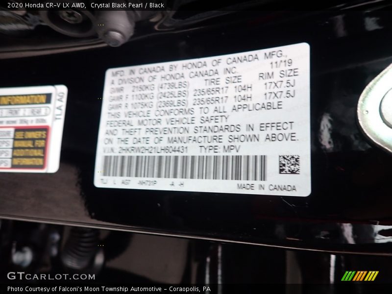 Crystal Black Pearl / Black 2020 Honda CR-V LX AWD