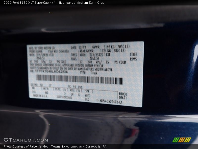 Blue Jeans / Medium Earth Gray 2020 Ford F150 XLT SuperCab 4x4