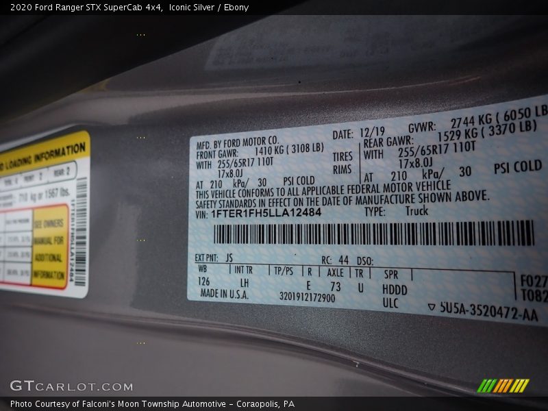 2020 Ranger STX SuperCab 4x4 Iconic Silver Color Code JS
