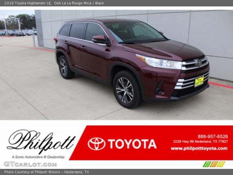 Ooh La La Rouge Mica / Black 2019 Toyota Highlander LE