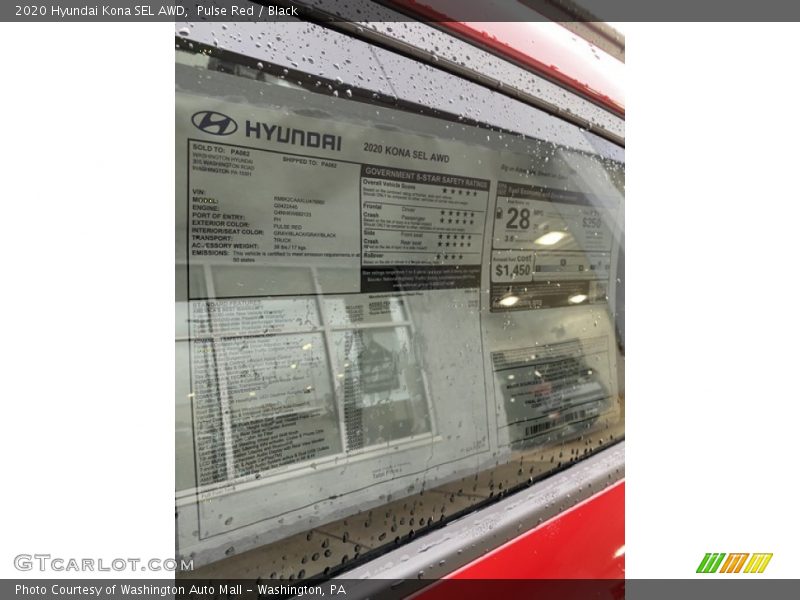 Pulse Red / Black 2020 Hyundai Kona SEL AWD