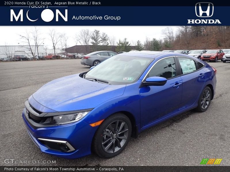 Aegean Blue Metallic / Black 2020 Honda Civic EX Sedan