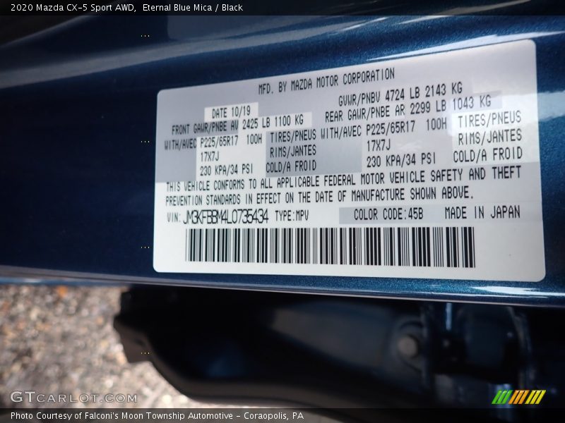 2020 CX-5 Sport AWD Eternal Blue Mica Color Code 45B
