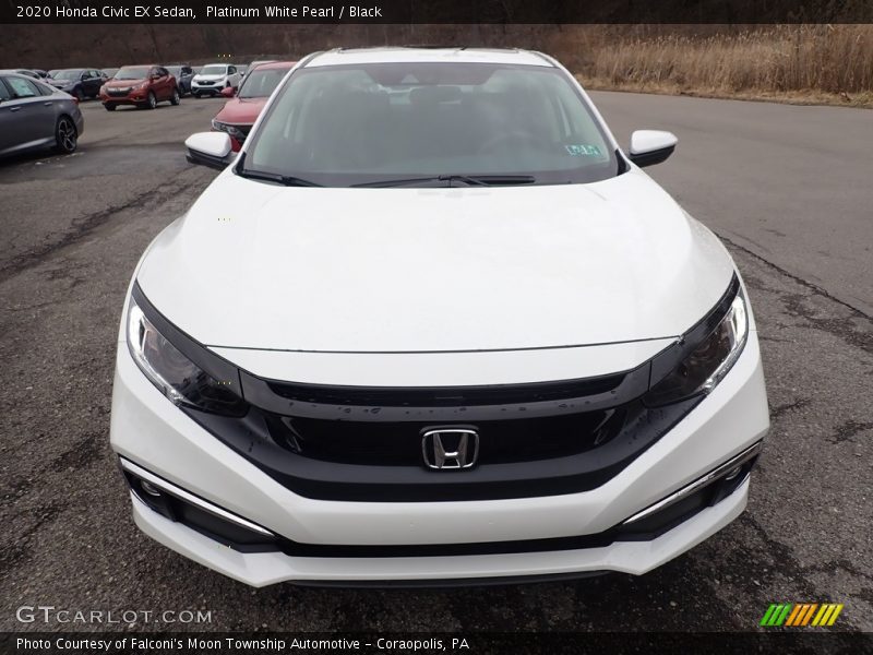 Platinum White Pearl / Black 2020 Honda Civic EX Sedan