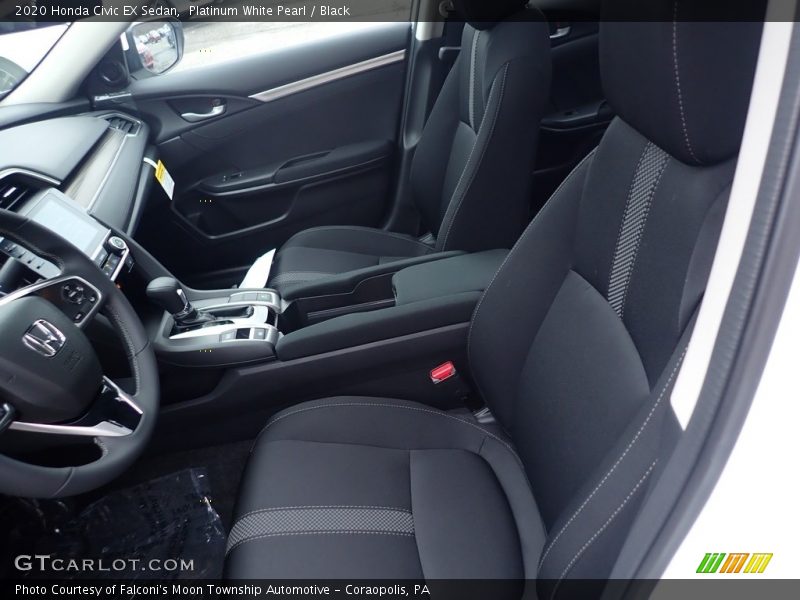 Platinum White Pearl / Black 2020 Honda Civic EX Sedan