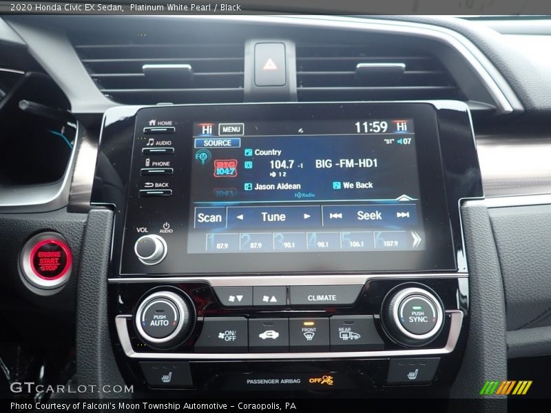 Platinum White Pearl / Black 2020 Honda Civic EX Sedan
