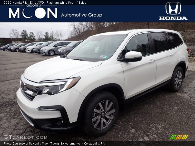 Platinum White Pearl / Beige 2020 Honda Pilot EX-L AWD