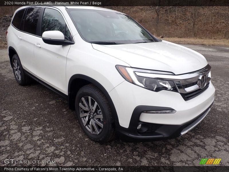 Platinum White Pearl / Beige 2020 Honda Pilot EX-L AWD