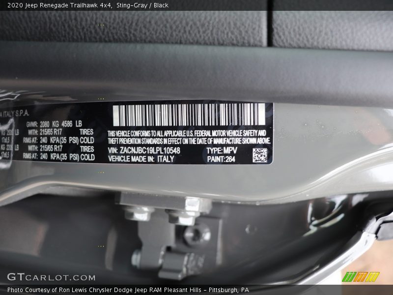 Sting-Gray / Black 2020 Jeep Renegade Trailhawk 4x4