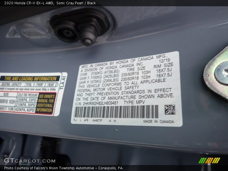Sonic Gray Pearl / Black 2020 Honda CR-V EX-L AWD