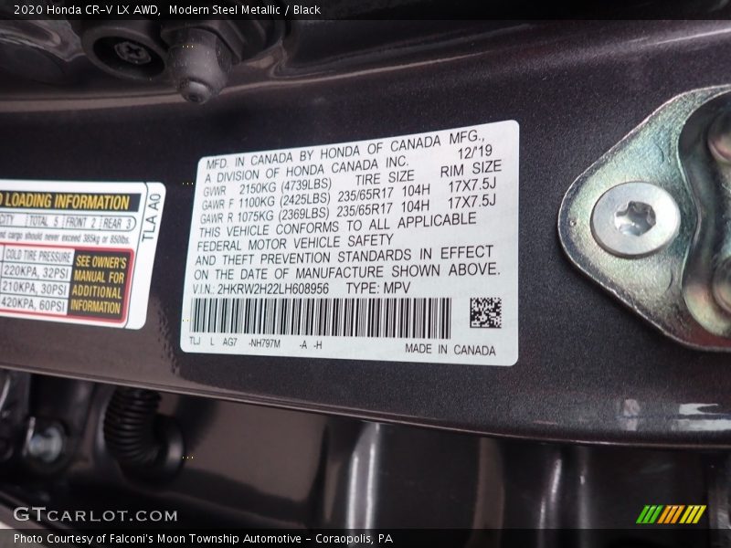 Modern Steel Metallic / Black 2020 Honda CR-V LX AWD