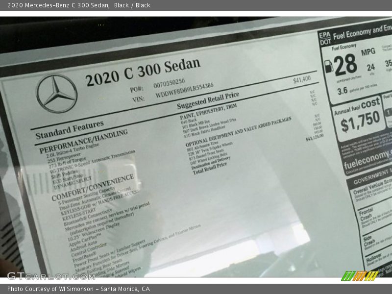 Black / Black 2020 Mercedes-Benz C 300 Sedan
