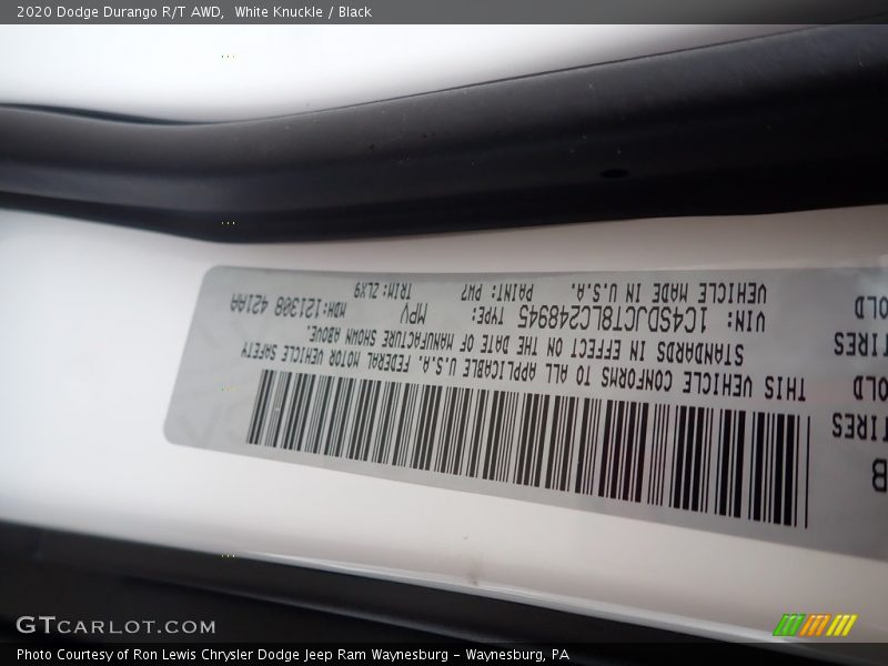 White Knuckle / Black 2020 Dodge Durango R/T AWD