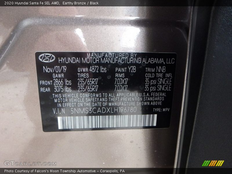 Earthy Bronze / Black 2020 Hyundai Santa Fe SEL AWD